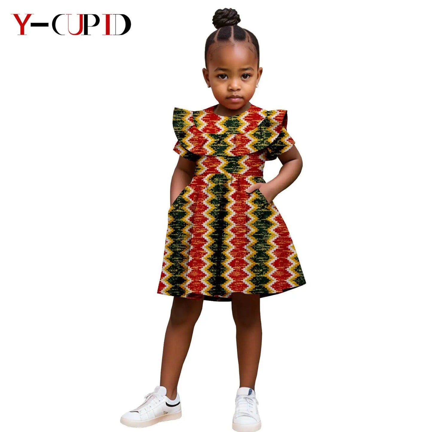 Robe Africaine Fille – Imprimé Wax Dashiki à Volants Été FelizShop
