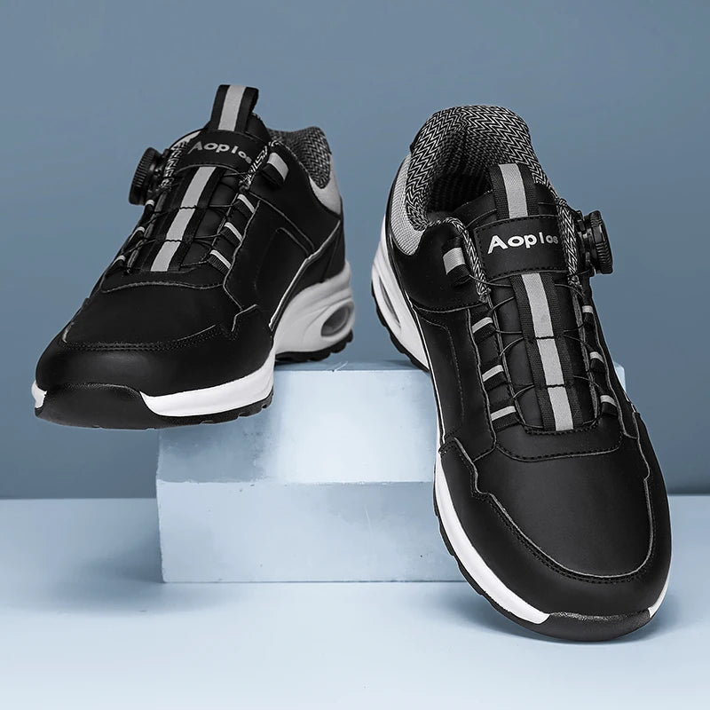 Chaussures de Sport Homme 2025 – Cuir Imperméable, Design Élastique avec Fermeture Tournante, Semelle à Coussin d’Air, Absorption des Chocs, Look Urbain Classique🚚 Livraison rapide en 8 à 12 jours ouvrés depuis la FelizShop