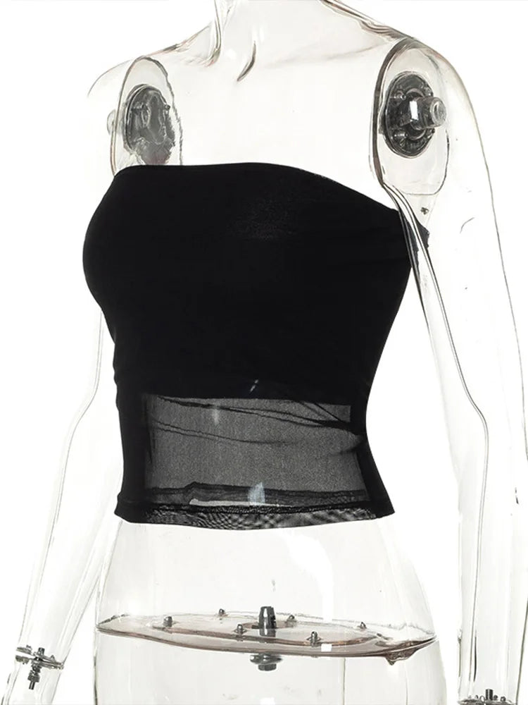 Crop Top Corset Mesh Noir Femme – Patchwork & Tube Top Sexy
Tailles : S à L
Matière : mesh léger, patchwork de tissus
Style : bustier tube, sans manches, épaules dénudées, coupe slim
Saison : été, streetwear
🚚 Li FelizShop