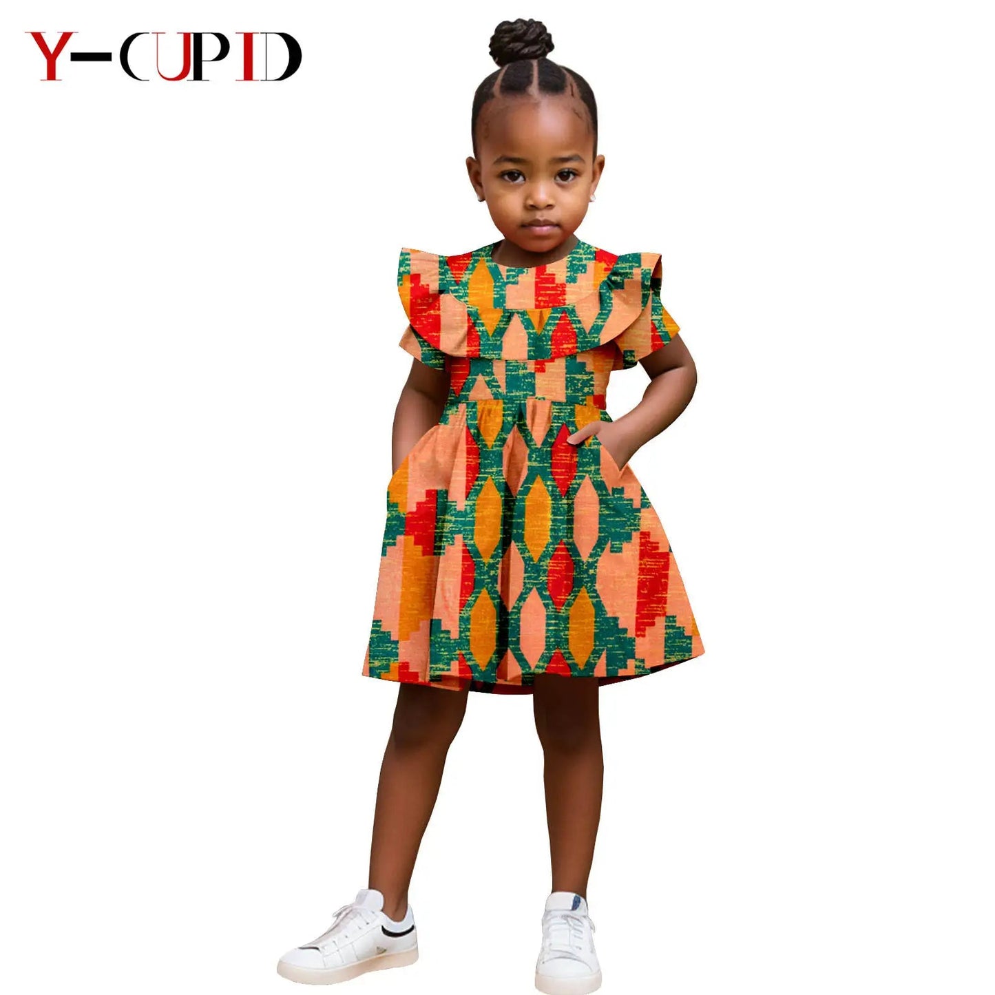 Robe Africaine Fille – Imprimé Wax Dashiki à Volants Été FelizShop