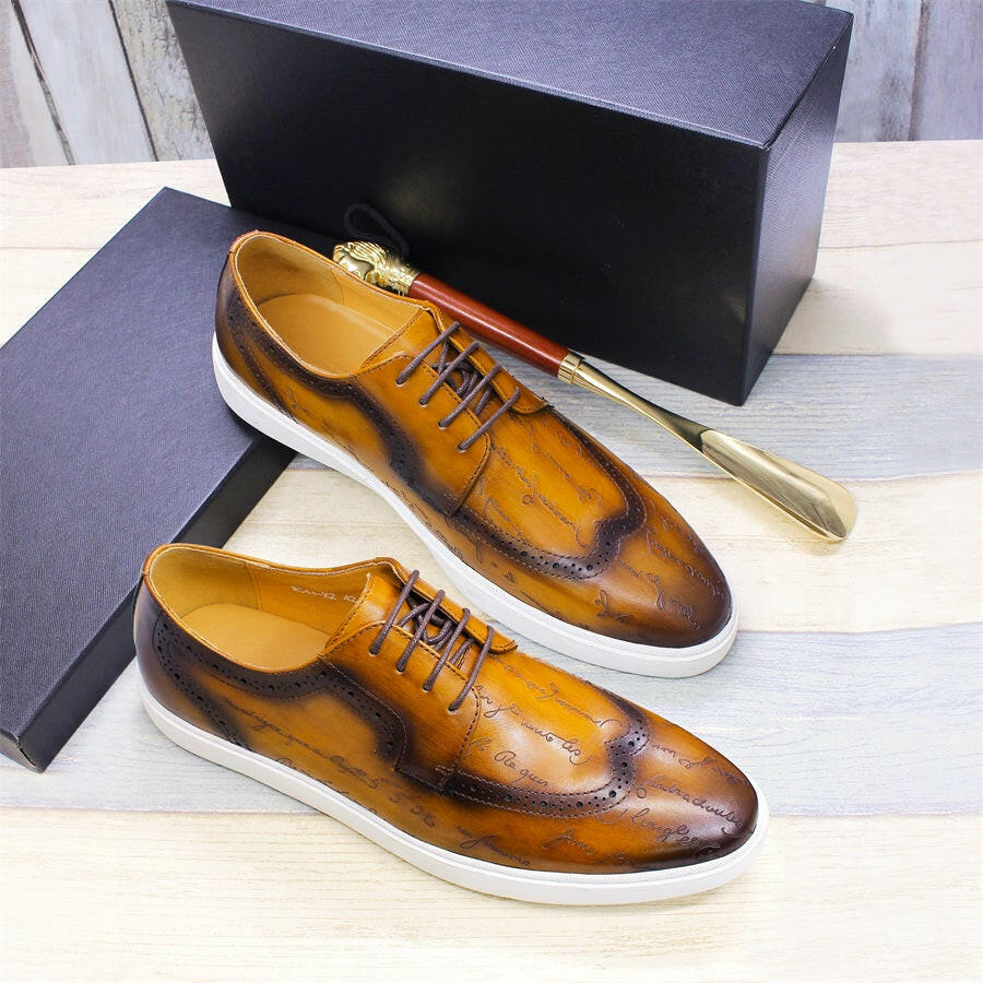 Chaussures en cuir casual haut de gamme pour homme — Style britannique classique, faites main — Chaussures plates confortables pour rendez-vous, soirées et fêtes🚚 Livraison rapide en 8 à 12 jours ouvrés depuis la F FelizShop