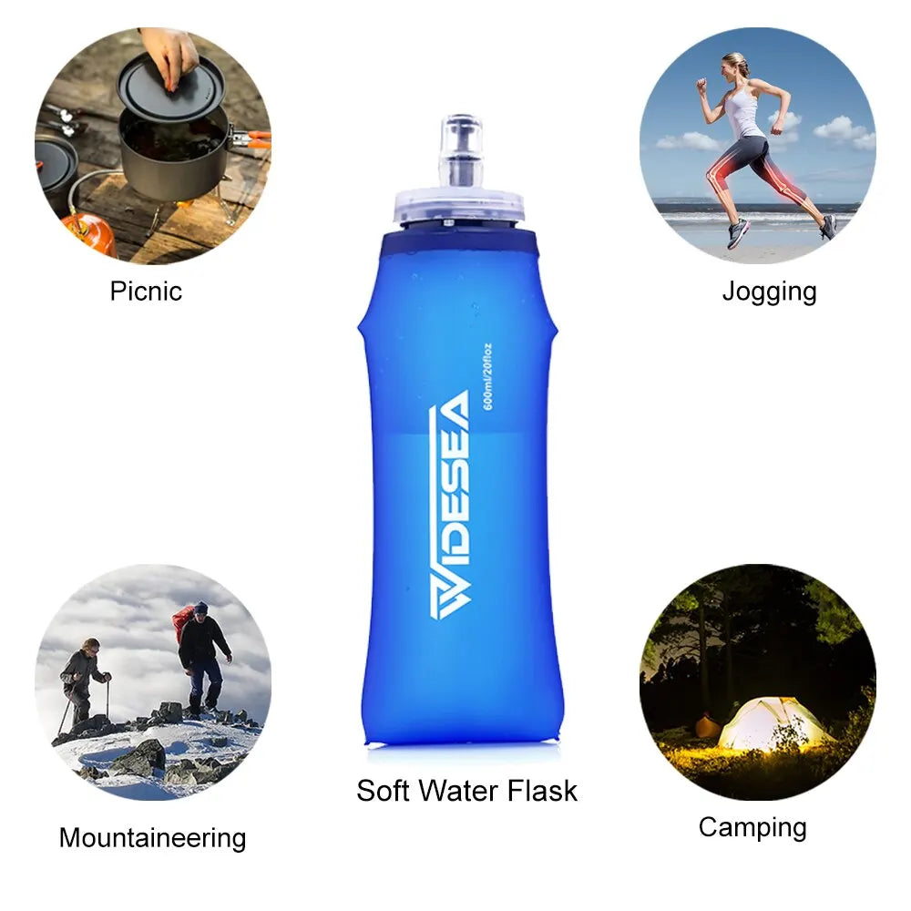Widesea Gourde souple de camping 600 ml — Bouteille pliable pour sport et randonnée — Hydratation portable sans BPA, idéale pour vélo, course et taille
🚚 Livraison rapide en 8 à 12 jours ouvrés depuis la France FelizShop