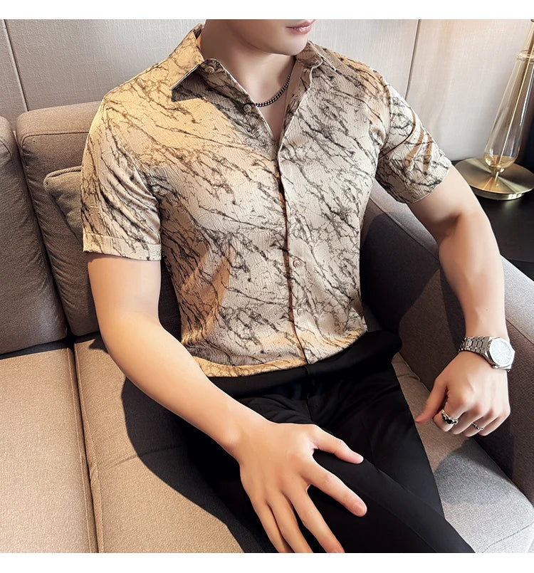Chemise Slim Fit Homme Été – Jacquard Texturé & Design Élégant | Jusqu’au 4XL 🚚Livraison rapide gratuite et sécurisée FelizShop