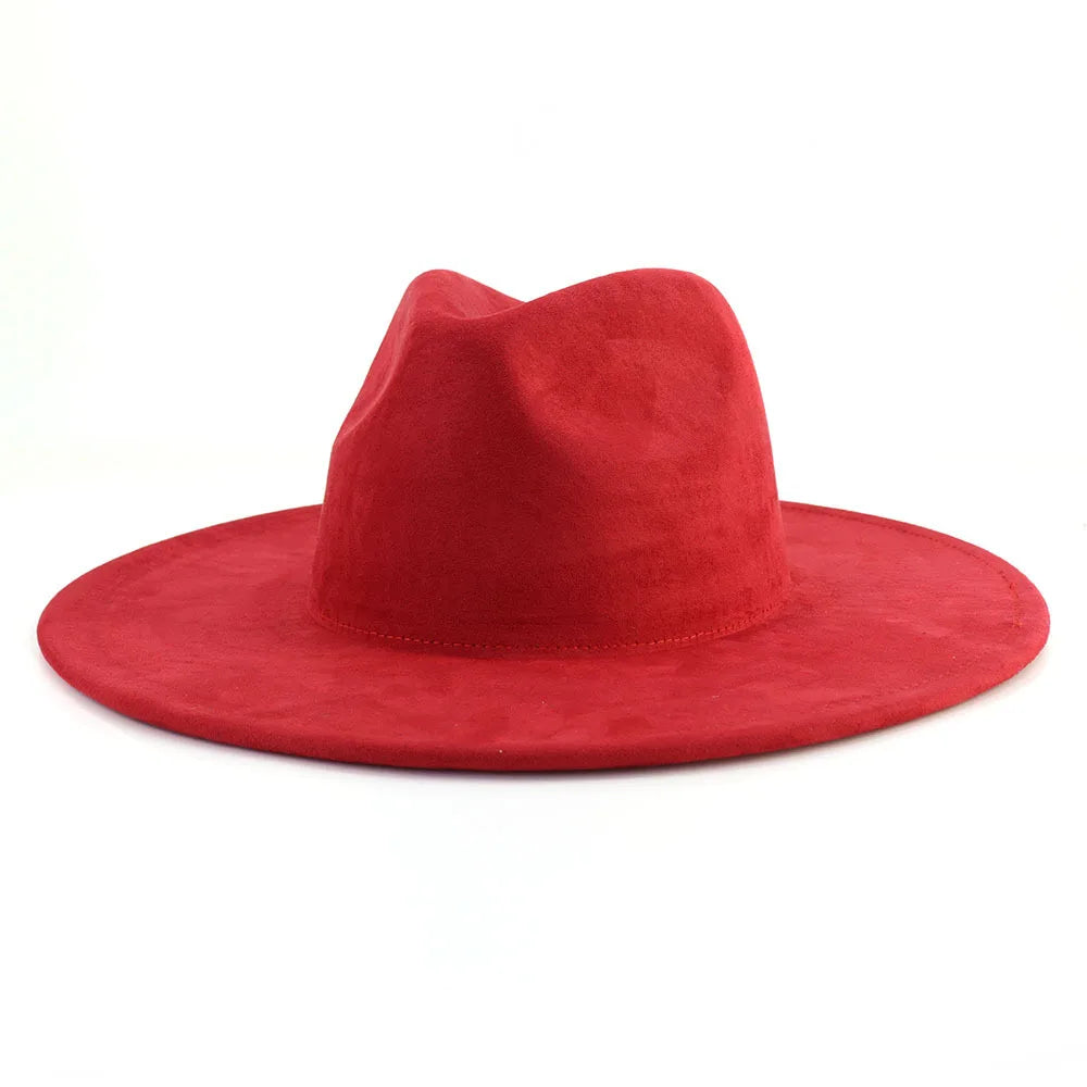 9.5 CM Big Brim Jazz Fedora Hats Men Suede Fabric Heart Top Felt Cap Women Luxury Designer Brand Party Green Fascinator Hats FelizShop