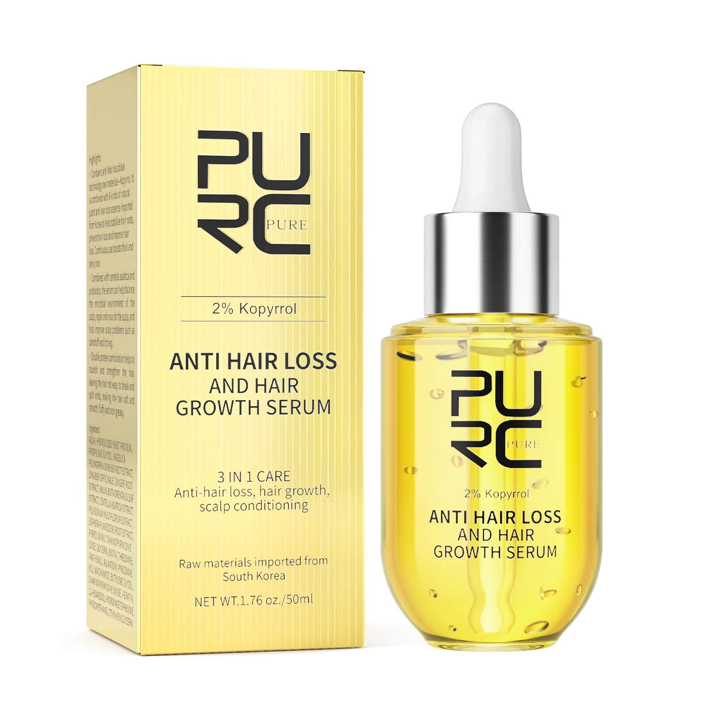 Sérum Capillaire PURC Biotine & Gingembre – Soin Réparateur & Hydratant – 35ml / 50ml🚚 Livraison rapide en 8 à 12 jours ouvrés depuis la France FelizShop