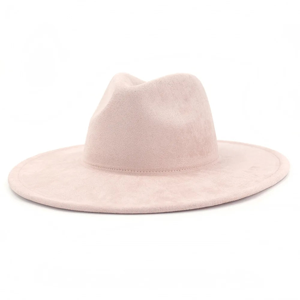 9.5 CM Big Brim Jazz Fedora Hats Men Suede Fabric Heart Top Felt Cap Women Luxury Designer Brand Party Green Fascinator Hats FelizShop