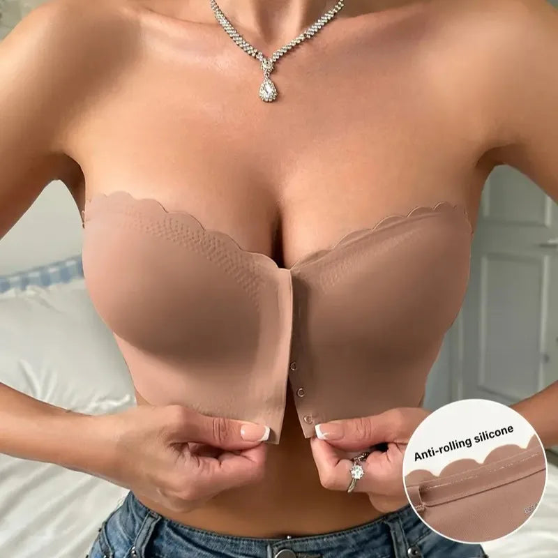 Soutien-gorge sans armature à fermeture frontale – Lisse, respirant, confortable – Couleur unie – Effet push-up, invisible sans traces
🚚 Livraison rapide en 8 à 12 jours ouvrés depuis la France FelizShop