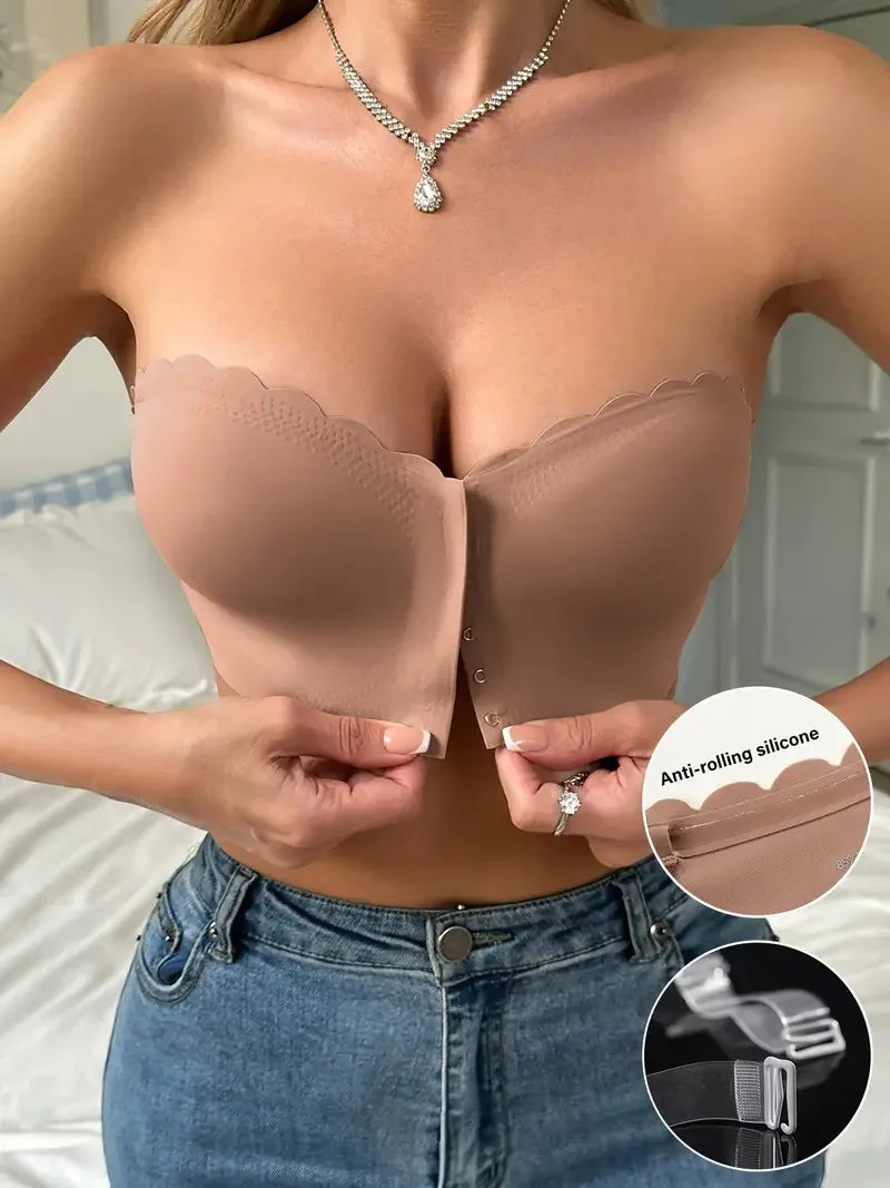 Soutien-gorge sans armature à fermeture frontale – Lisse, respirant, confortable – Couleur unie – Effet push-up, invisible sans traces
🚚 Livraison rapide en 8 à 12 jours ouvrés depuis la France FelizShop