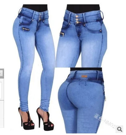 Jean Slim Femme – Automne 2025 | Taille Haute, Plissé & Boutons
Tailles : 24 à 32 (EU)
Longueur : cheville (small foot pants)
Matière : denim blanc stretch avec détails plissés
Style : taille haute, fermeture boutons + FelizShop