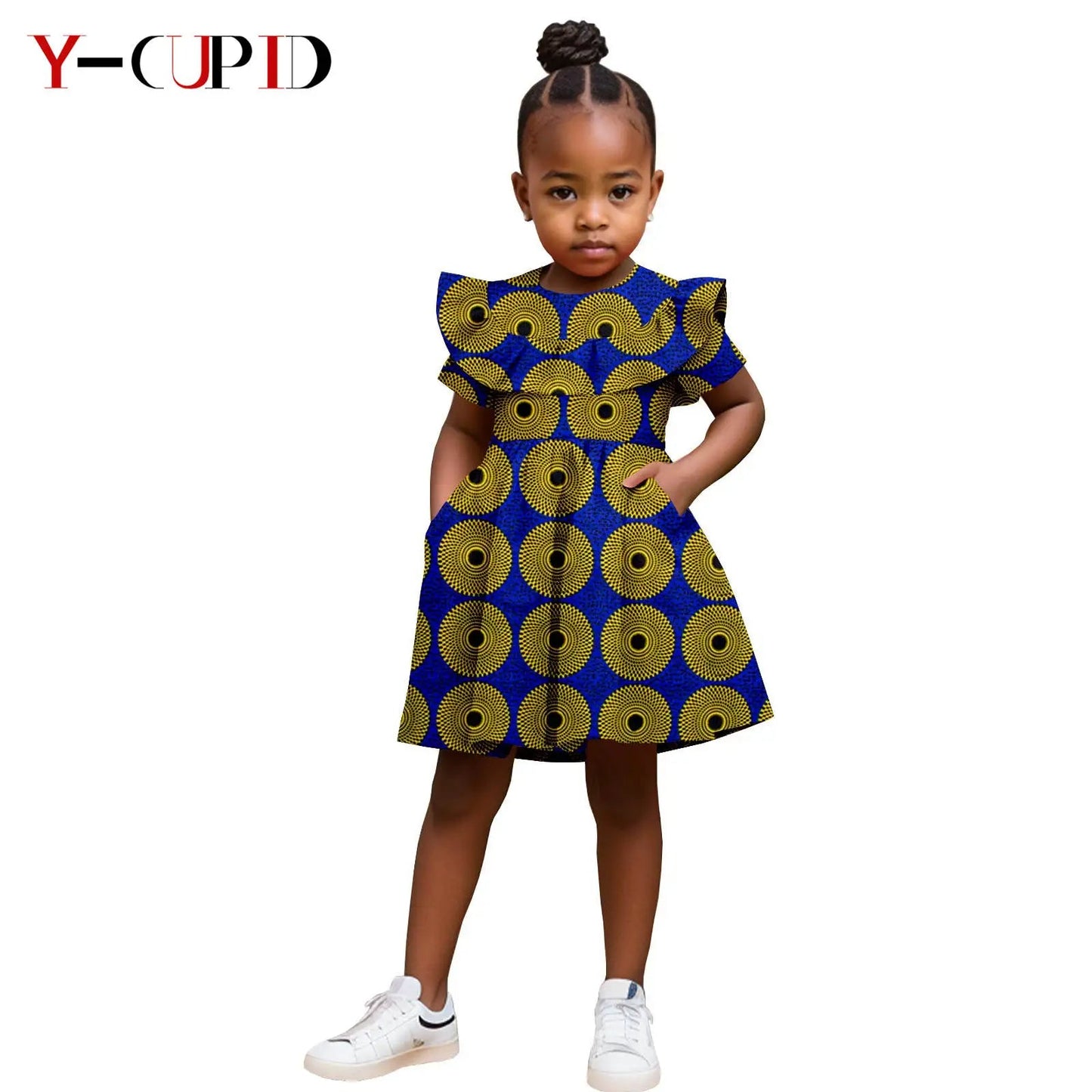 Robe Africaine Fille – Imprimé Wax Dashiki à Volants Été FelizShop