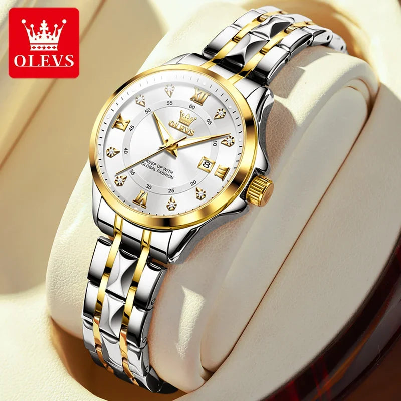 Montres Couple OLEVS 2906 – Montre Homme & Femme Quartz Luxe Étanche Acier FelizShop