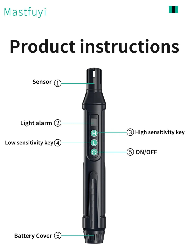 Détecteur de Fuite de Gaz Portable MASTFUYI – Alarme Sonore & Lumineuse FelizShop