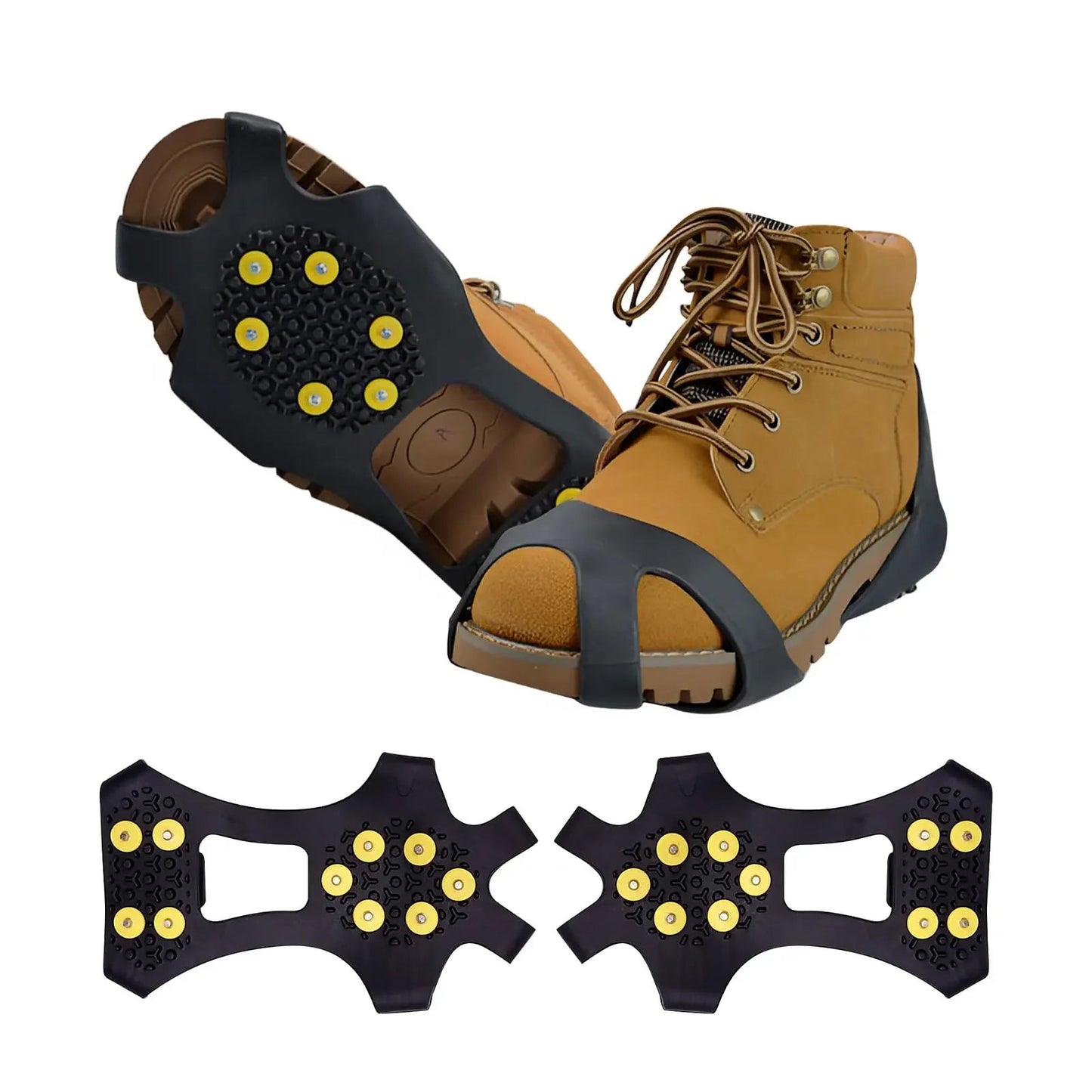 Crampons Antidérapants 10 Pointes – Griffe de Neige Universelle pour Chaussures, Randonnée, Alpinisme et Marche en Extérieur, Unisexe FelizShop