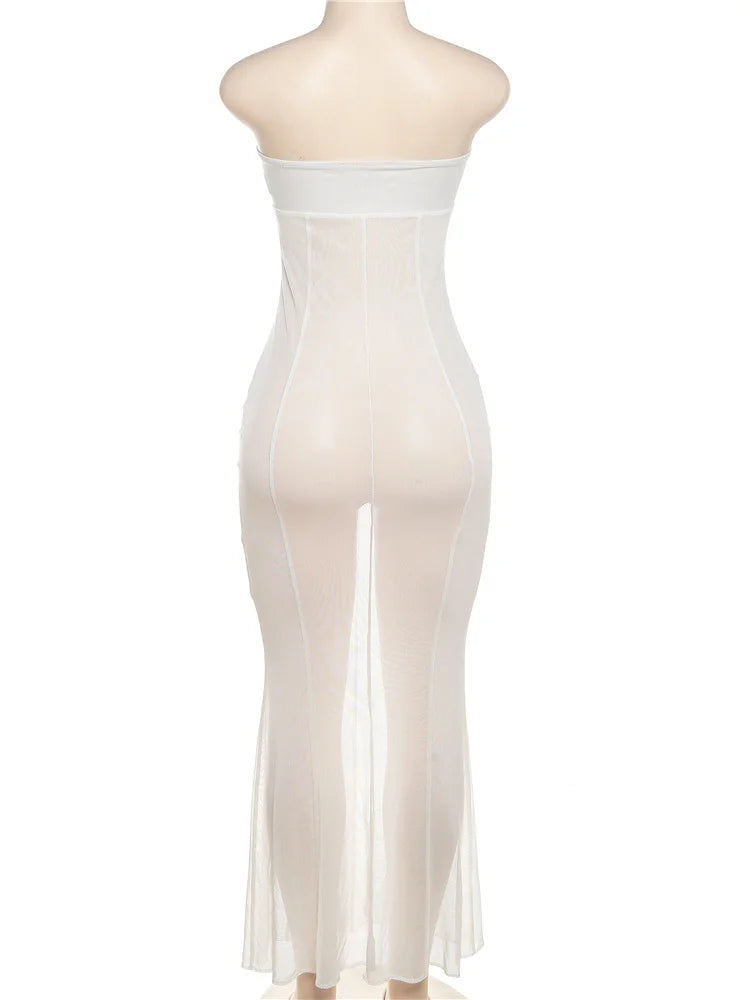 Robe longue en mesh élégante Nibber pour femmes — Mode sexy transparente — Robe maxi pour soirée, fête, streetwear — Nouveauté 2023 🚚 Livraison rapide en 8 à 12 jours ouvrés depuis la France FelizShop