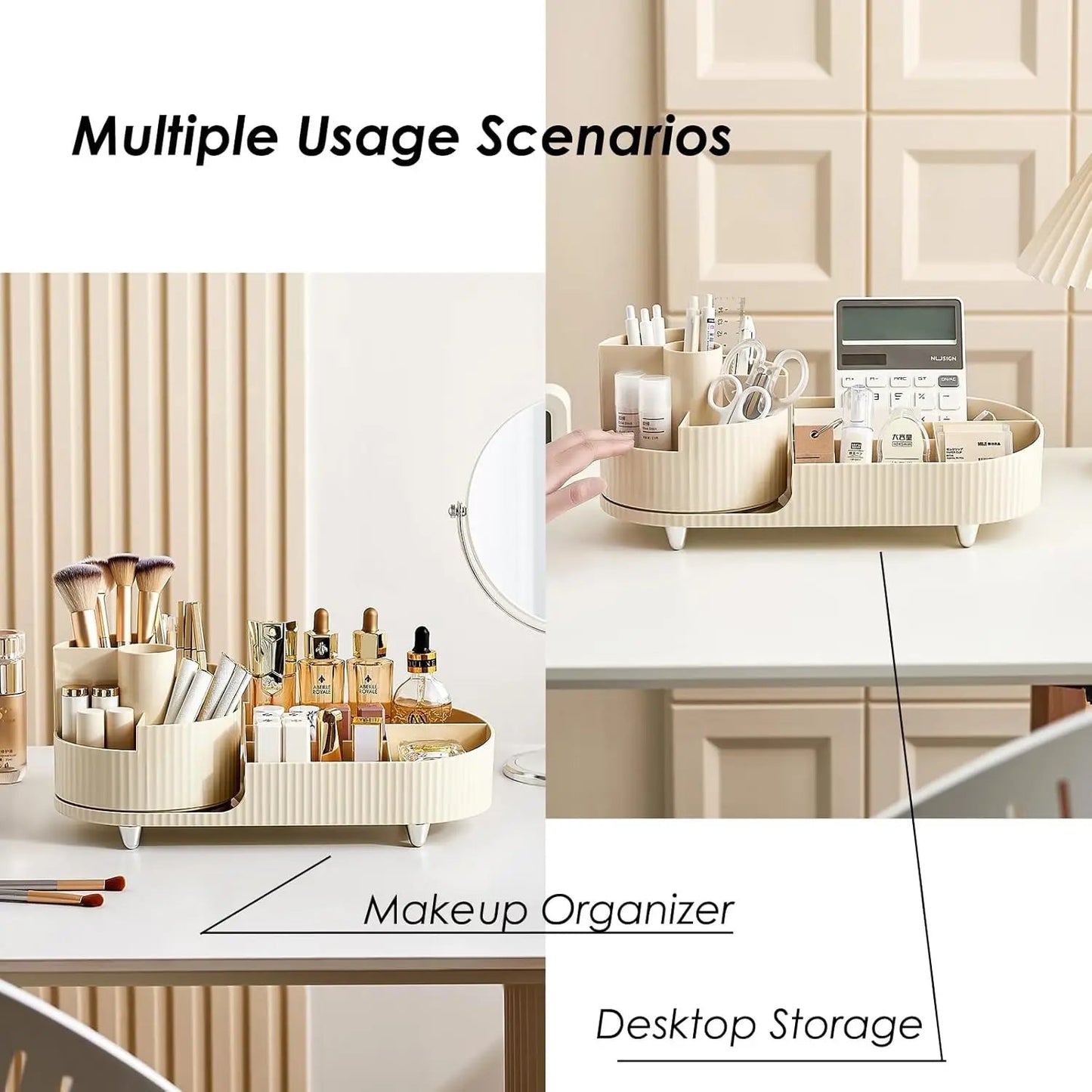 Organisateur de Maquillage Rotatif – Grande Capacité & Support Pinceaux – Rangement Élégant pour Coiffeuse🚚 Livraison rapide en 8 à 12 jours ouvrés depuis la France FelizShop