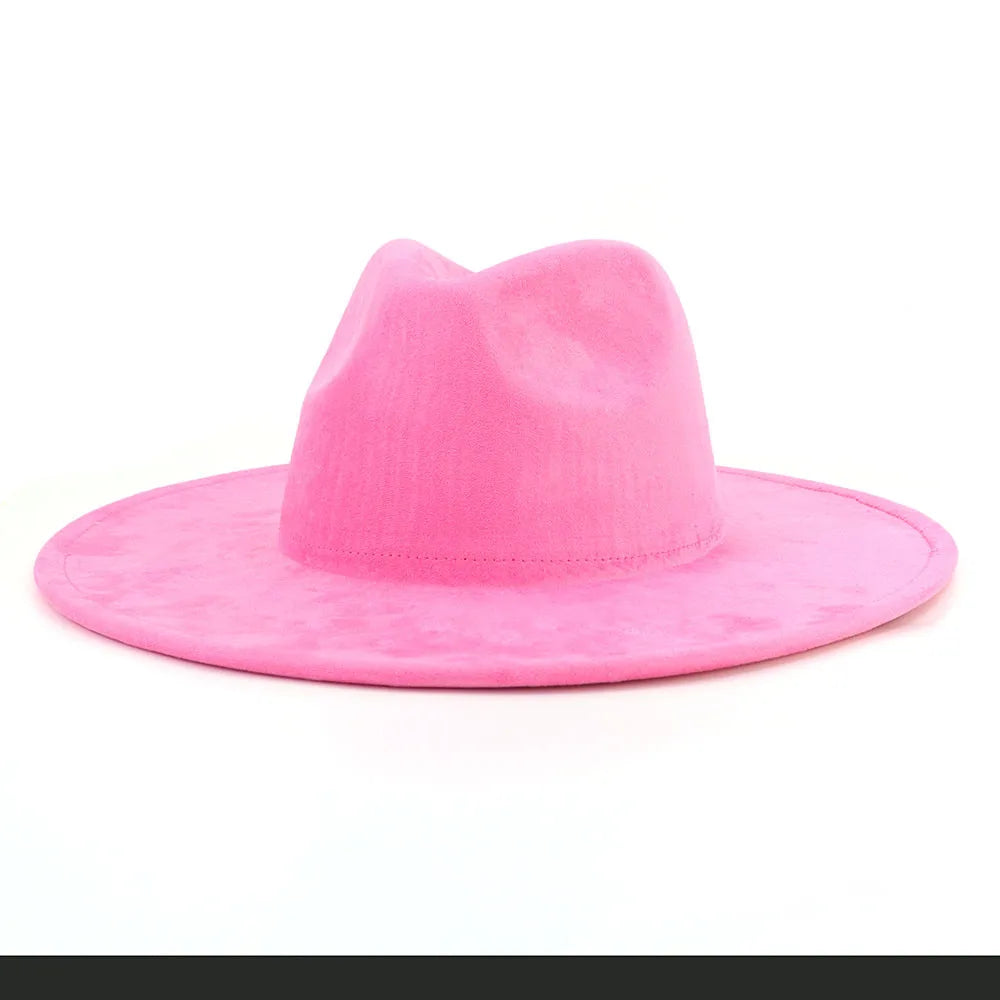 9.5 CM Big Brim Jazz Fedora Hats Men Suede Fabric Heart Top Felt Cap Women Luxury Designer Brand Party Green Fascinator Hats FelizShop