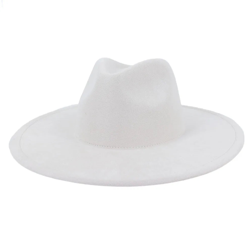 9.5 CM Big Brim Jazz Fedora Hats Men Suede Fabric Heart Top Felt Cap Women Luxury Designer Brand Party Green Fascinator Hats FelizShop