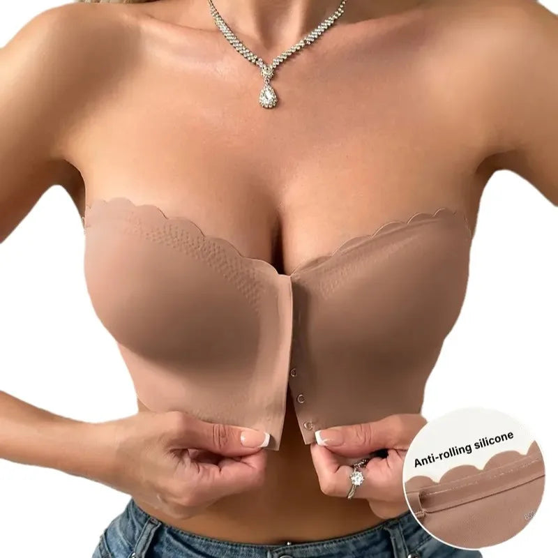 Soutien-gorge sans armature à fermeture frontale – Lisse, respirant, confortable – Couleur unie – Effet push-up, invisible sans traces
🚚 Livraison rapide en 8 à 12 jours ouvrés depuis la France FelizShop