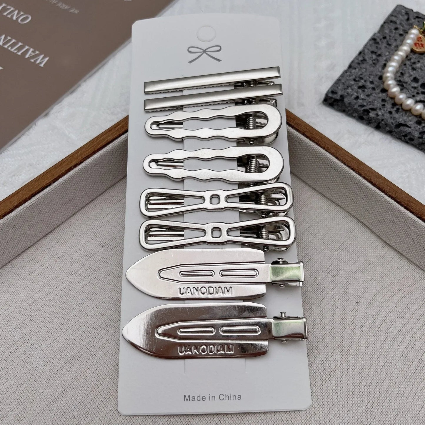 Lot de 8 Barrettes Cheveux Métal Argentées – Style Coréen & Géométrique FelizShop