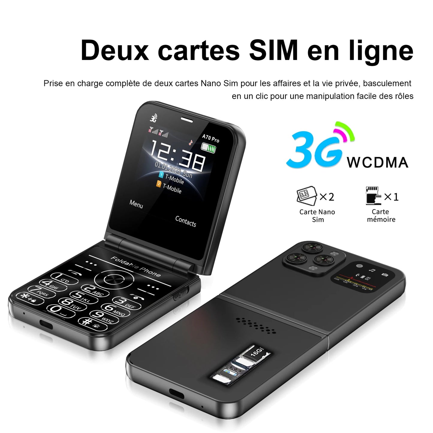 SERVO A70 PRO – Téléphone à Clapet 3G Double SIM avec Radio, Flash & Plus !
🚚Livraison gratuite rapide et sécurisé FR - FelizShop