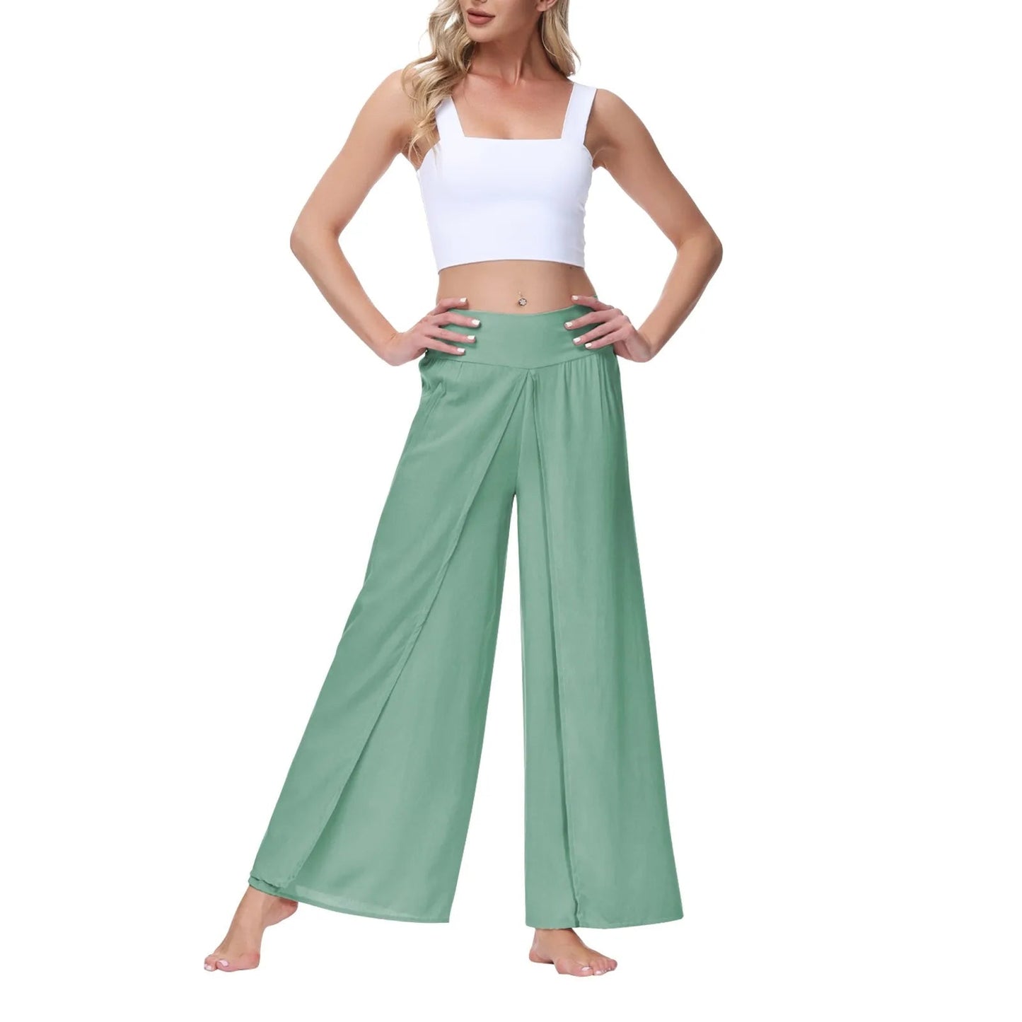 Pantalon Palazzo Femme Taille Haute – Plissé & Évasé | Style Plage
Tailles : S à XL
Matière : tissu léger, fluide et élastique
Coupe : taille haute, jambes larges évasées avec fentes latérales
Style : pantalon amp FelizShop