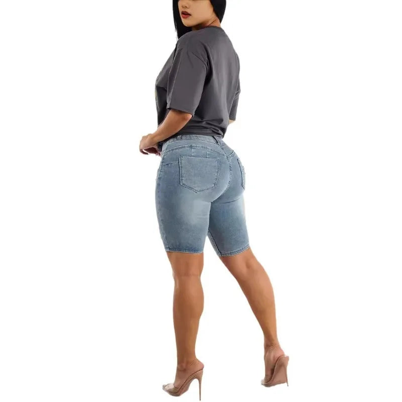 Short en Jean Femme – Taille Haute, Effet Push-Up, Tissu Élastique, Coupe Slim Déchirée, Look Mode & Féminin🚚 Livraison rapide en 8 à 12 jours ouvrés depuis la France FelizShop