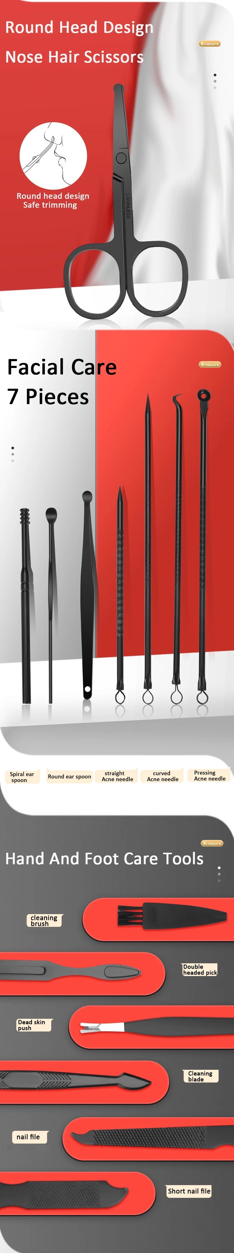 Set de manucure professionnel 7/10/12/18/20/24 pièces – Kit en acier inoxydable pour ongles des mains et des pieds – Avec étui en cuir portable 🚚 Livraison rapide en 8 à 12 jours ouvrés depuis la France FelizShop