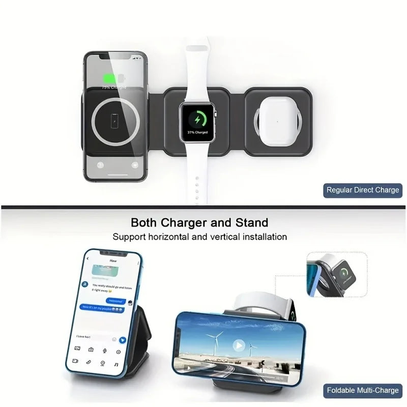 Chargeur magnétique sans fil 3-en-1 à charge rapide — Compatible iPhone 16, 15, 14 Pro Max, AirPods, Apple Watch — Support pliable pour téléphone portable
🚚 Livraison rapide en 8 à 12 jours ouvrés FelizShop