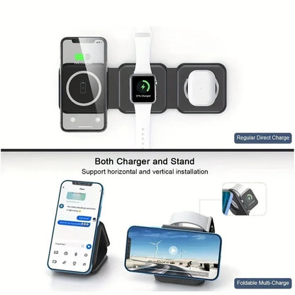 Chargeur magnétique sans fil 3-en-1 à charge rapide — Compatible iPhone 16, 15, 14 Pro Max, AirPods, Apple Watch — Support pliable pour téléphone portable
🚚 Livraison rapide en 8 à 12 jours ouvrés FelizShop