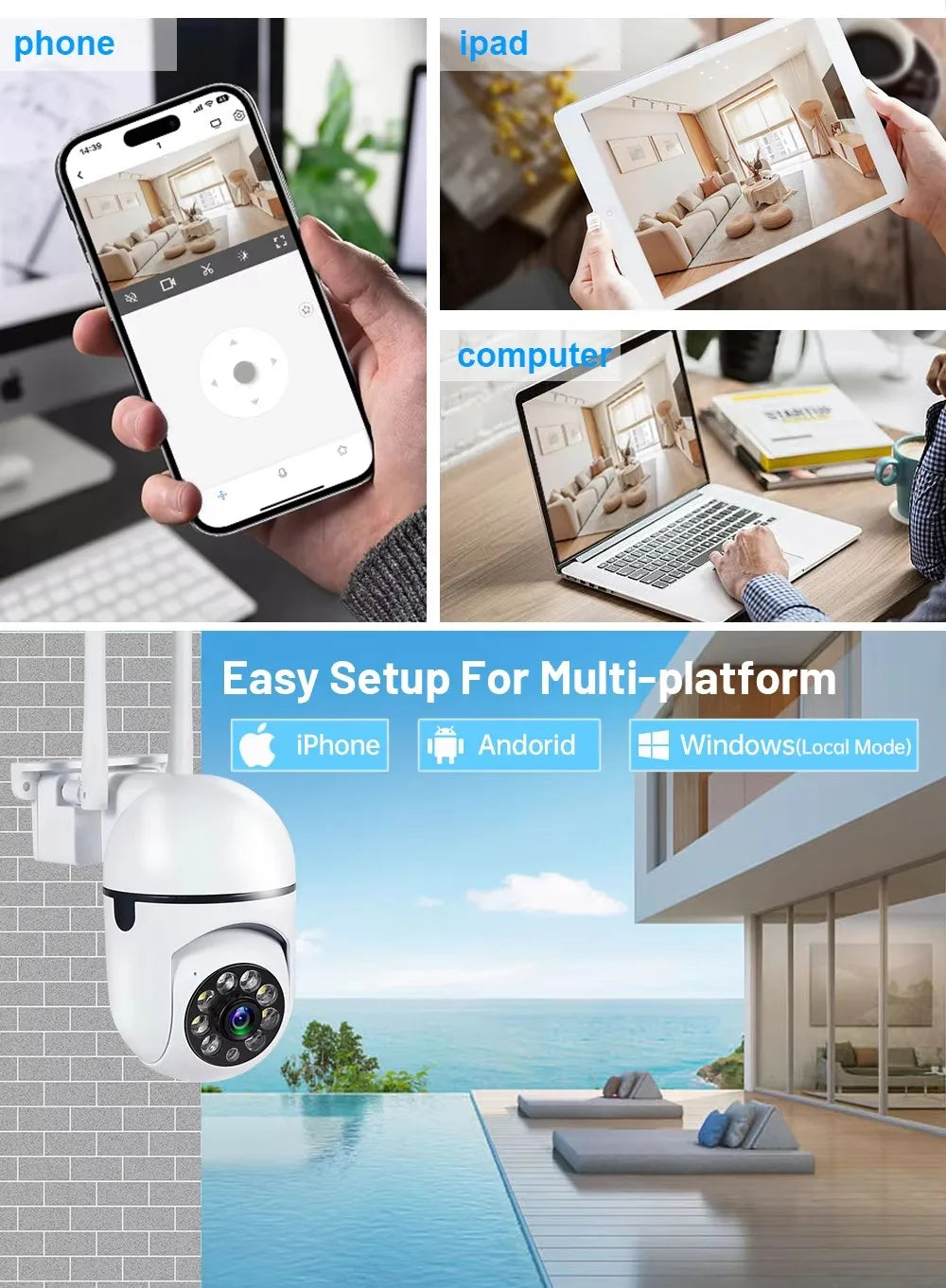 Caméra WiFi 1080P HD – Version Haute Qualité, Caméra Sans Fil 360° pour Intérieur et Extérieur
🚚 Livraison rapide en 8 à 12 jours ouvrés depuis la France FelizShop