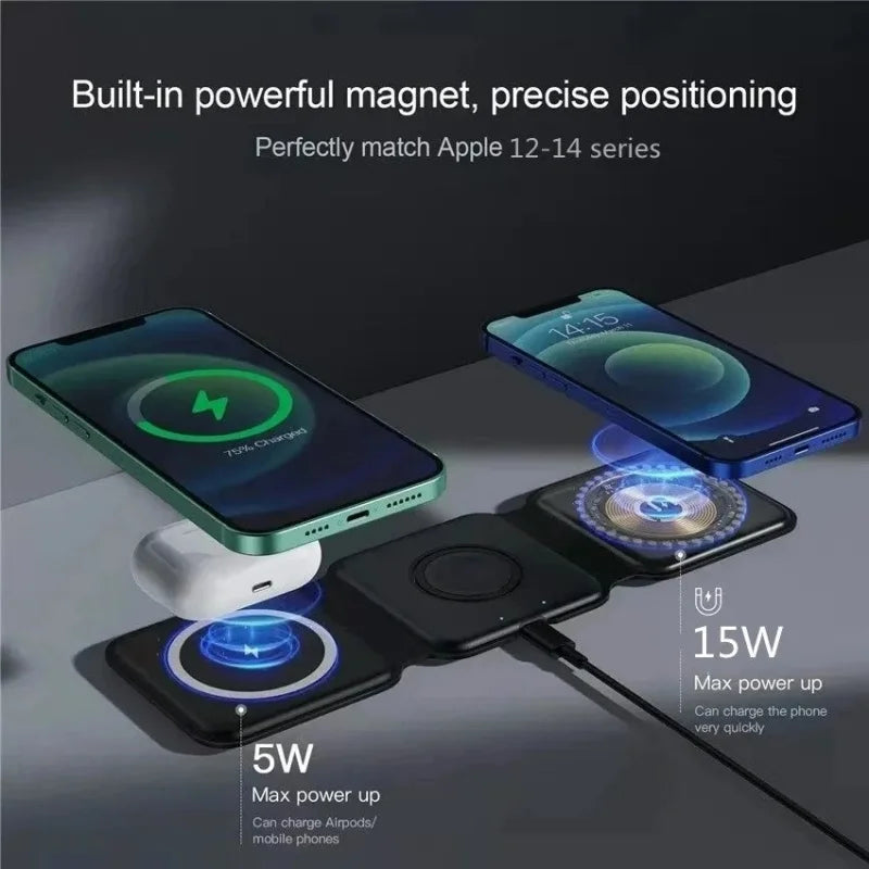Chargeur magnétique sans fil 3-en-1 à charge rapide — Compatible iPhone 16, 15, 14 Pro Max, AirPods, Apple Watch — Support pliable pour téléphone portable
🚚 Livraison rapide en 8 à 12 jours ouvrés FelizShop