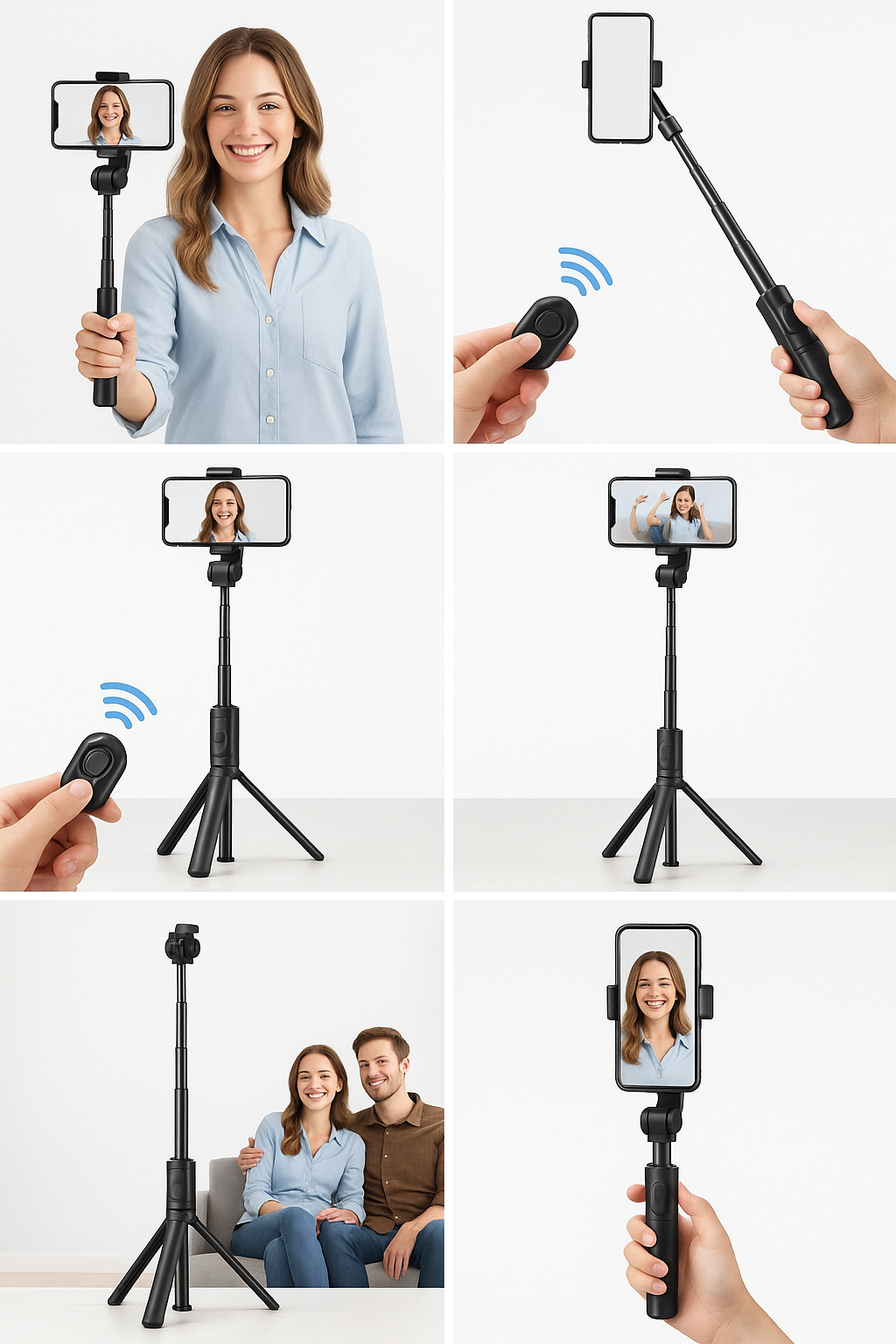 Perche à Selfie Bluetooth Portable avec Trépied – Télécommande Sans Fil, Lumière d’Appoint, Support Téléphone Rétractable et Extensible 🚚 Livraison rapide en 8 à 12 jours ouvrés depuis la France ou nos entrep FelizShop