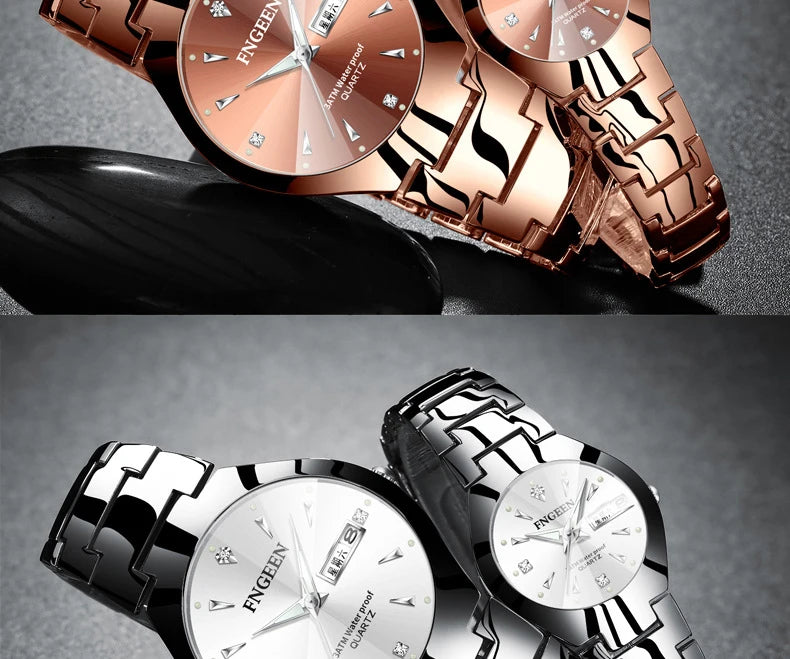 Montres Couple FNGEEN 2024 – Montre Homme & Femme de Luxe Acier Inoxydable FelizShop
