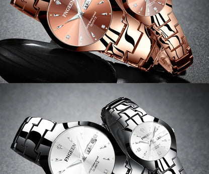 Montres Couple FNGEEN 2024 – Montre Homme & Femme de Luxe Acier Inoxydable FelizShop