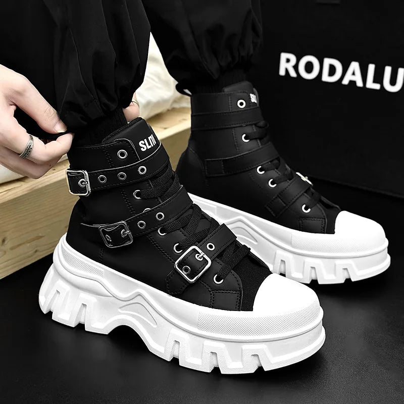 Bottines Martin Homme – Bottes à Lacets & Boucle | Style Motard Haut de Gamme pour Look Urbain & Décontracté🚚 Livraison rapide en 8 à 12 jours ouvrés depuis la France FelizShop