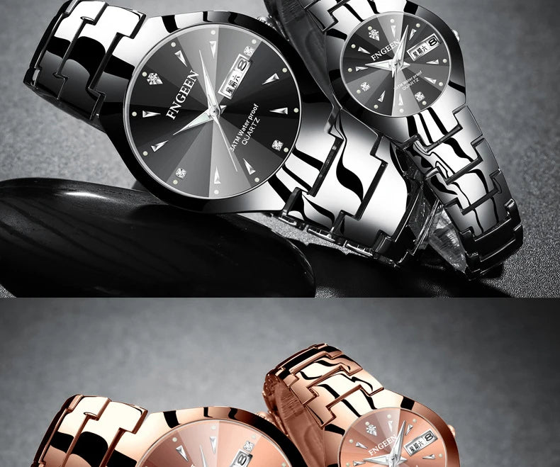 Montres Couple FNGEEN 2024 – Montre Homme & Femme de Luxe Acier Inoxydable FelizShop