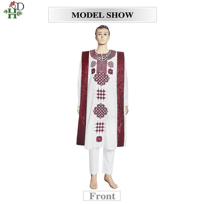 Dashiki Ensemble 3 Pièces pour Homme - Boubou, Pantalon & Veste Traditionnelle Africaine | Livraison Gratuite & Rapide - FelizShop
