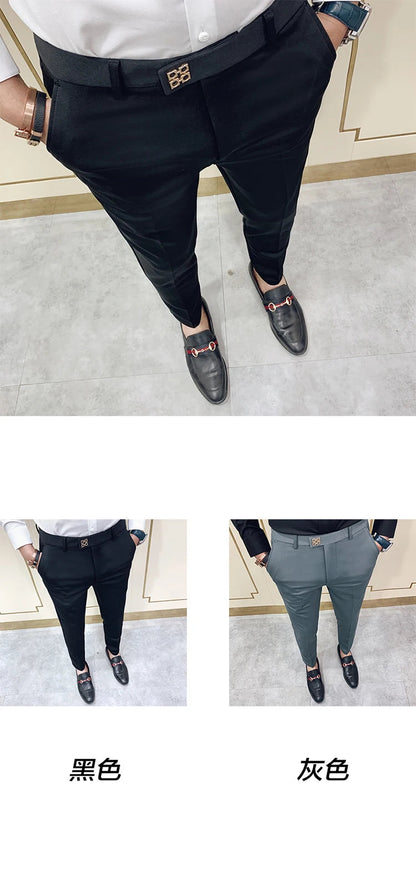 Pantalon Homme Slim Style Coréen – Mode Streetwear, Cheville Découverte🚚 Livraison rapide en 8 à 12 jours ouvrés depuis la France FelizShop