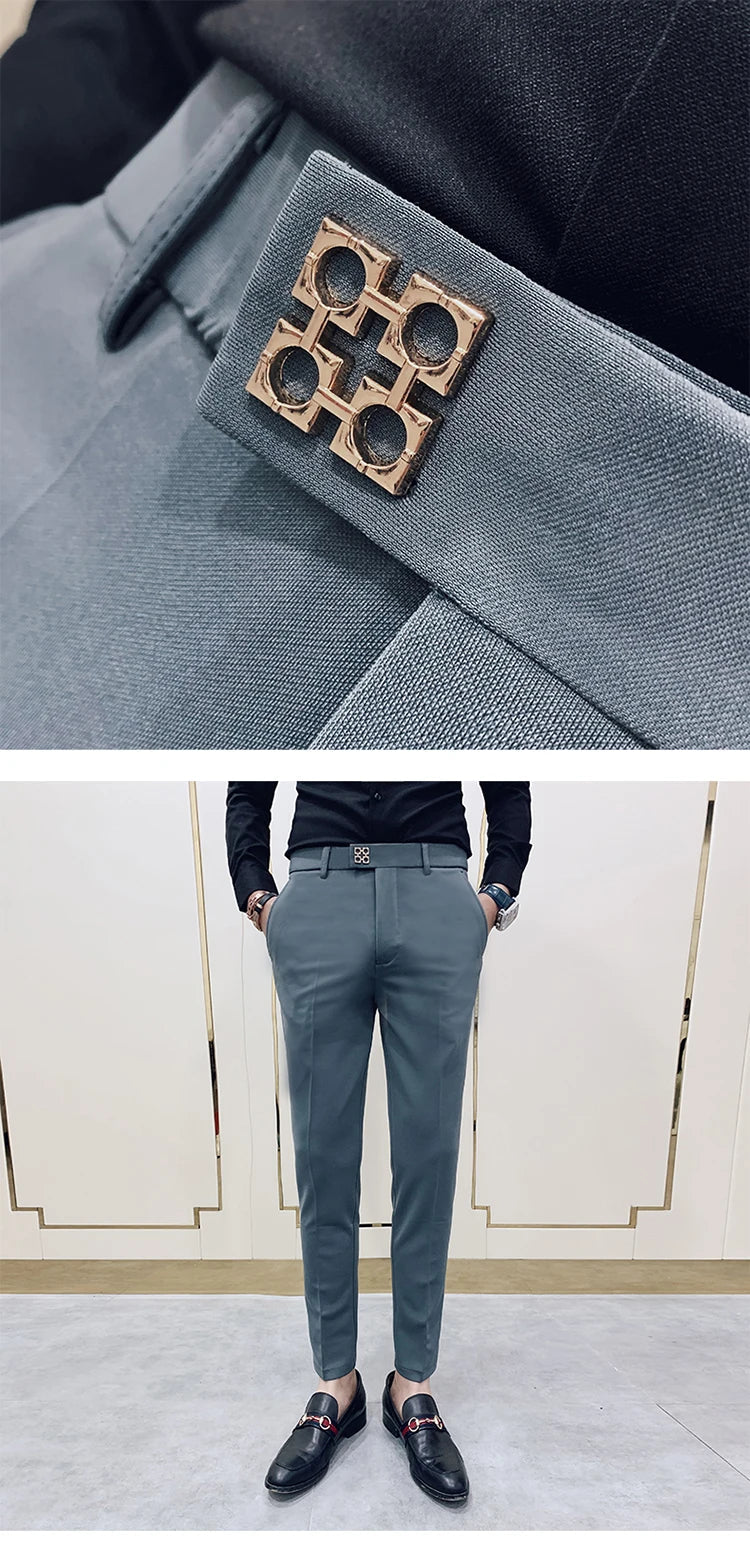 Pantalon Homme Slim Style Coréen – Mode Streetwear, Cheville Découverte🚚 Livraison rapide en 8 à 12 jours ouvrés depuis la France FelizShop