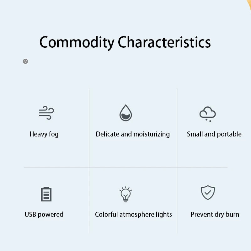 260ML USB Ultrasonic Air Humidifier LED Lamp Mini Essential Oil Diffuser Car Purifier Aroma Anion Mist Maker With Romantic Light (🚚 Livraison rapide en 8 à 12 jours ouvrés depuis la France FelizShop