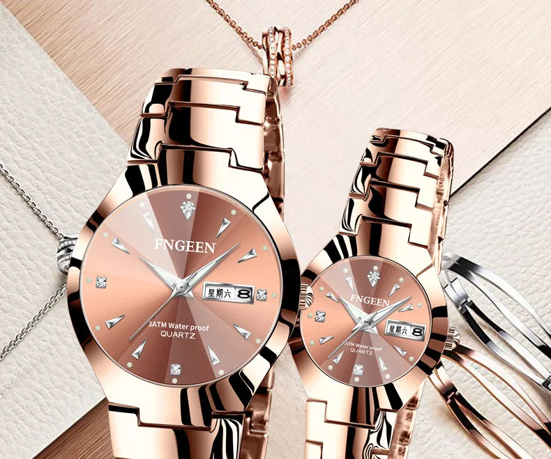 Montres Couple FNGEEN 2024 – Montre Homme & Femme de Luxe Acier Inoxydable FelizShop