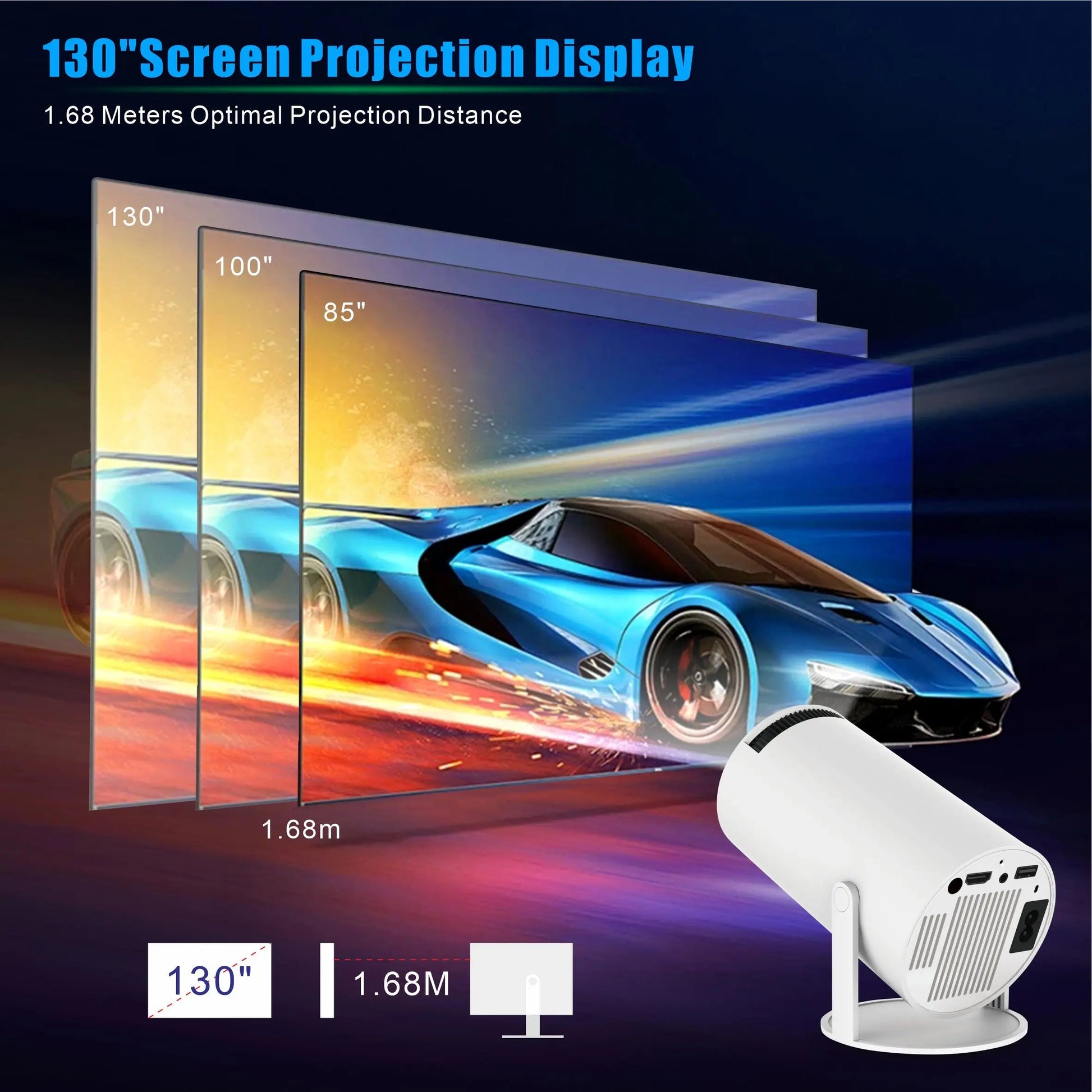 Projecteur HY300 Pro 4K – Mini Vidéoprojecteur Portable Android 11, Compatible 4K & YouTube, Affichage 720P HD, Prix Bas et MOQ Réduit 🚚 Livraison rapide en 8 à 12 jours ouvrés depuis la France FelizShop