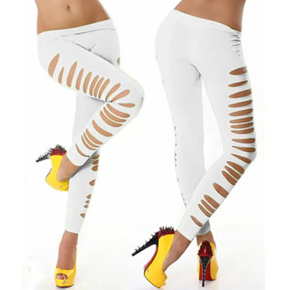 Leggings femme – Leggings "Candy" unis pour l’été, effet déchiré sexy avec découpes, extensibles, taille élastique. Coupe slim moulante, parfaite pour un look tendance et audacieux.🚚Livraison gratuite rapide et s FelizShop