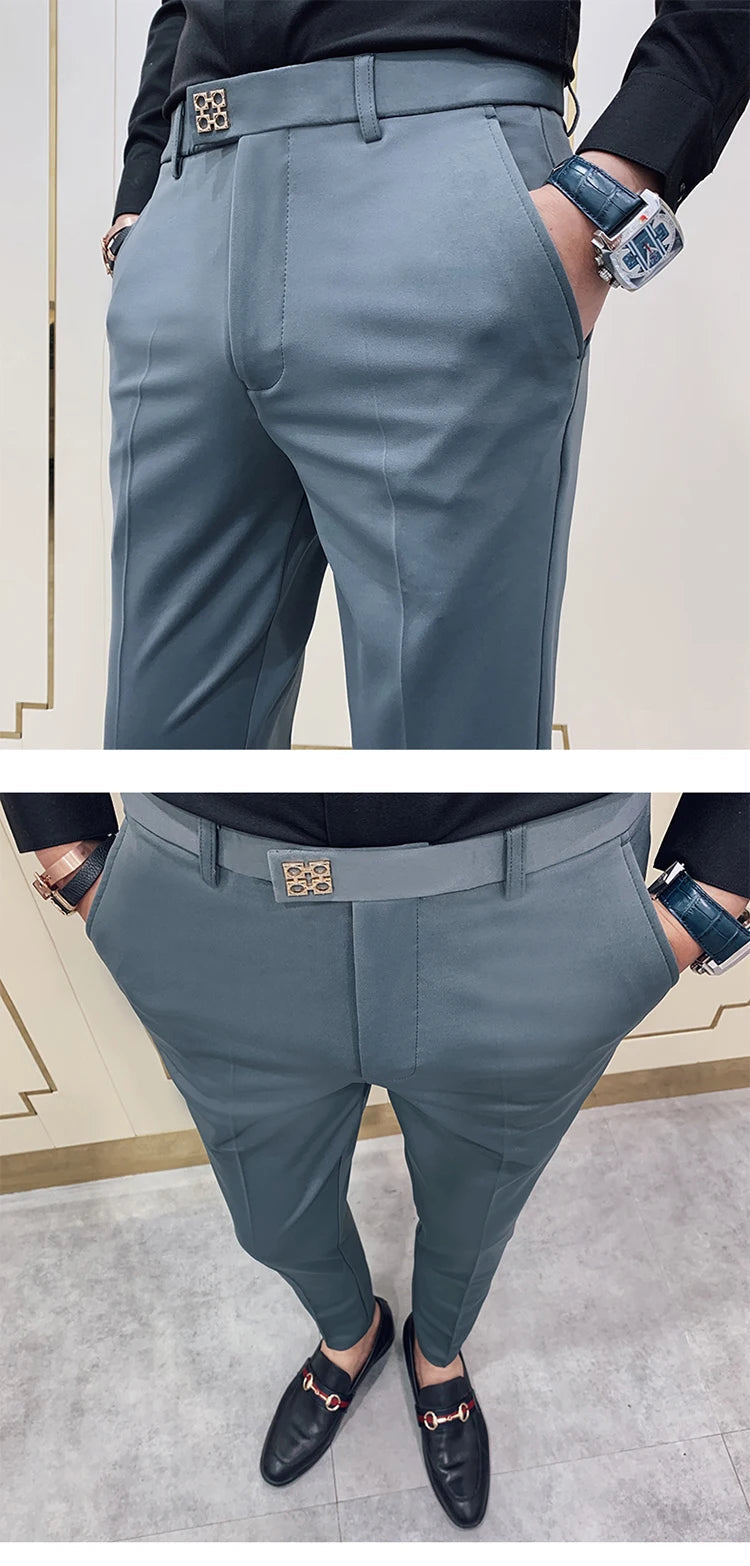 Pantalon Homme Slim Style Coréen – Mode Streetwear, Cheville Découverte🚚 Livraison rapide en 8 à 12 jours ouvrés depuis la France FelizShop
