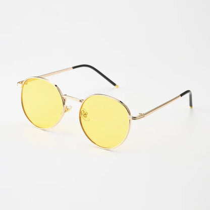 100% High Quality Retro Small round Unisex Modern Shades Funky Black Fashion Sunglasses Gold Metal Frame UV400 Lenses for Women 🚚 Livraison rapide en 8 à 12 jours ouvrés depuis la France FelizShop