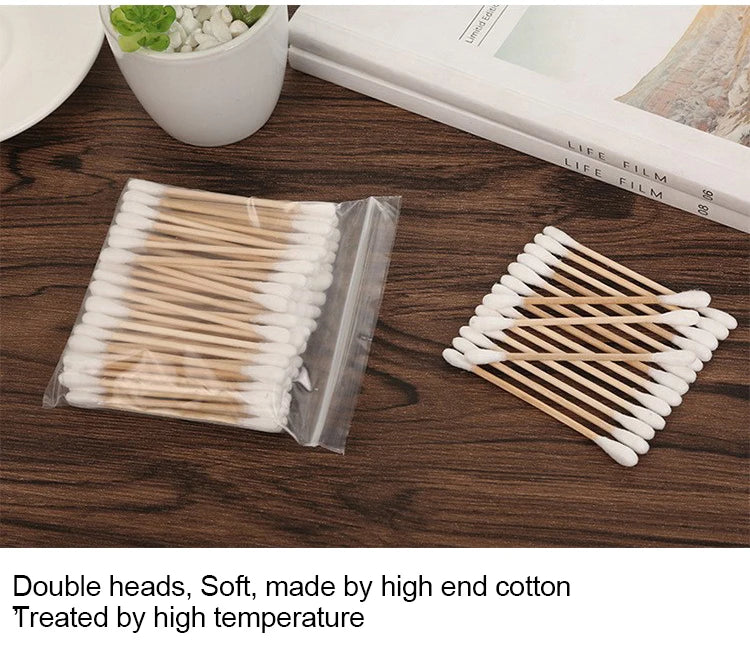 Lot de 500 Cotons-Tiges Jetables – Maquillage, Cils, Nettoyage Oreilles & Nez FelizShop