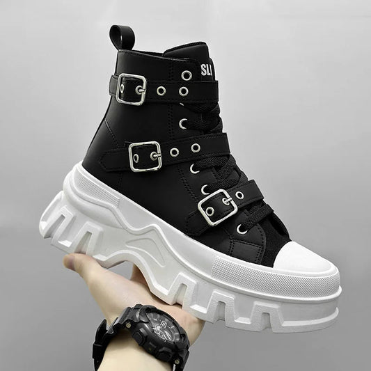 Bottines Martin Homme – Bottes à Lacets & Boucle | Style Motard Haut de Gamme pour Look Urbain & Décontracté🚚 Livraison rapide en 8 à 12 jours ouvrés depuis la France FelizShop