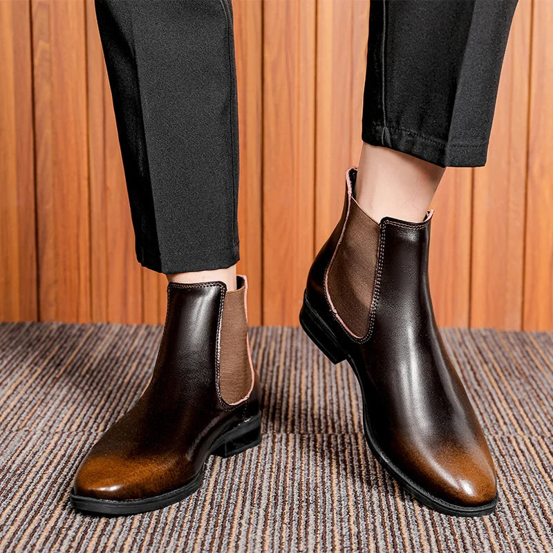 Bottines basses en cuir pour homme — Design élégant et raffiné — Bottes Chelsea montantes habillées, chaussures formelles en cuir🚚 Livraison rapide en 8 à 12 jours ouvrés depuis la France FelizShop