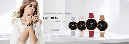 Montre Femme Élégante – Style Minimaliste & Bracelet Cuir – Mouvement Quartz🚚 Livraison rapide en 8 à 12 jours ouvrés depuis la France FelizShop