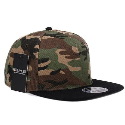 Casquette HATLANDER camouflage snapback en polyester – Casquette plate de baseball camouflage sans broderie – Casquette homme et femme🚚 Livraison rapide FelizShop